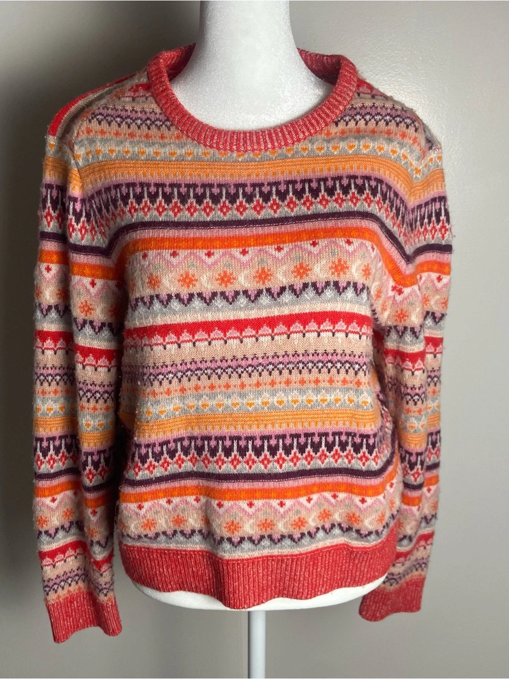 J.Crew women’s Multicolor Fair Isle Crewneck lambs wool blend sweater